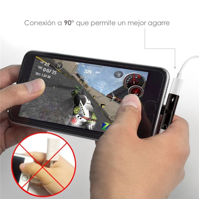 Mini Adaptador Cargador Y Audifonos iPhone - Broxy Mexico